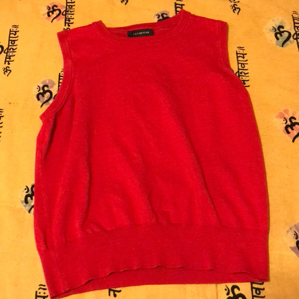 Red sleeveless top